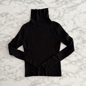 Black Turtleneck Ribbed Sweater